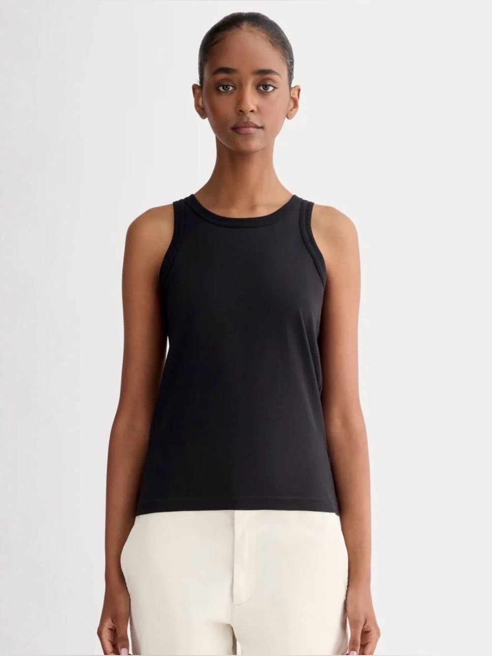 New Everlane The Tank In Essential Cotton In Black Size S